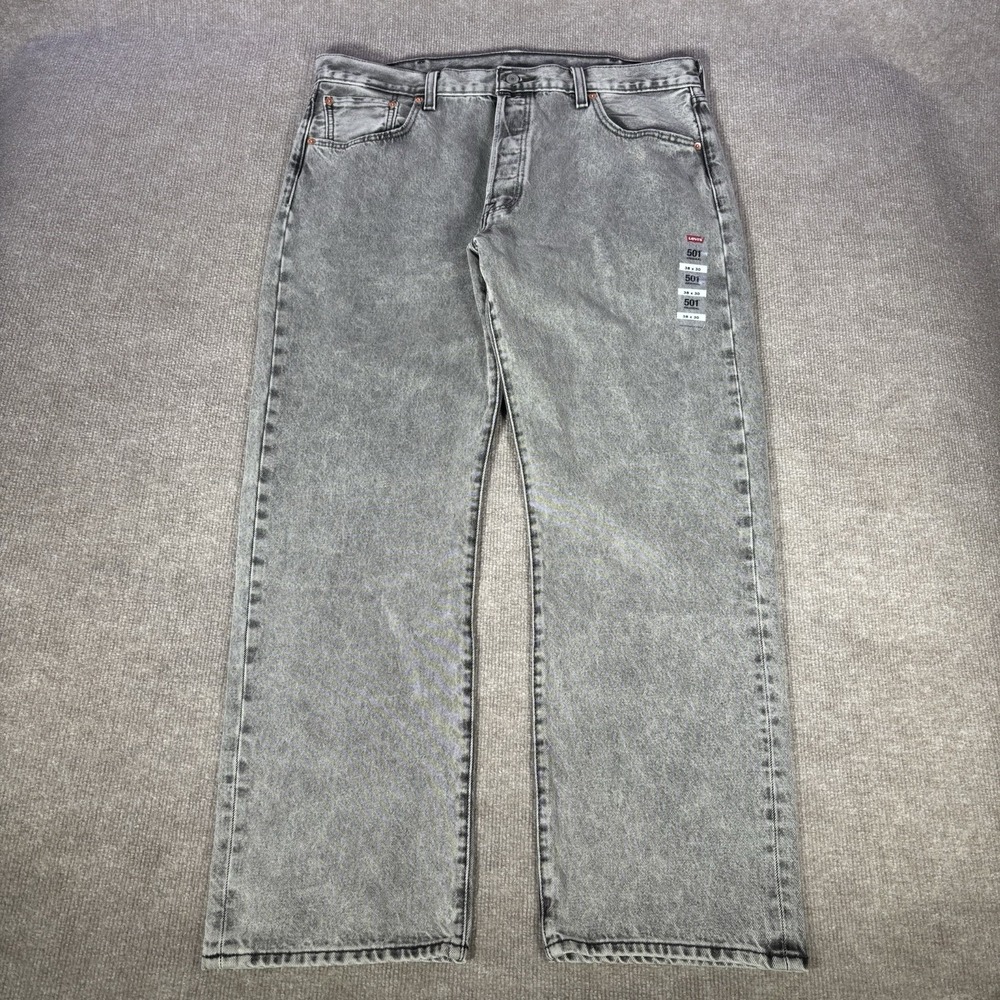 Levis 501 Jeans Mens 38x30 Original Fit Straight Leg Gray Denim Cotton NWOT